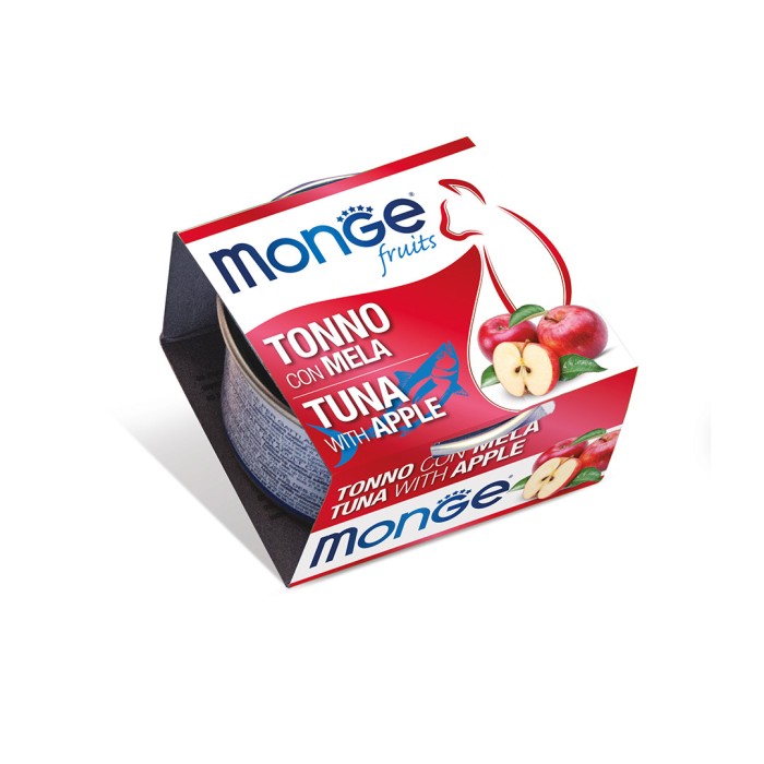 Вологий корм MONGE CAT Adult, для дорослих котів, тунець з яблуком, 80 г