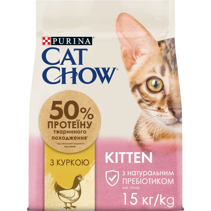 Сухой корм Purina Cat Chow Kitten для котят, с курицей, 15 кг