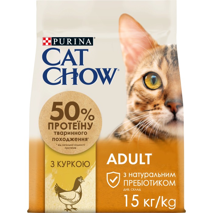 Сухий корм Purina Cat Chow Adult для котів, з куркою, 15 кг