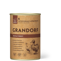 Вологий корм Grandorf, для дорослих собак, з качкою та індичкою, 400 г