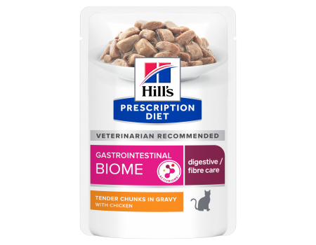 Влажный корм для кошек Hill’s PRESCRIPTION DIET Gastrointestinal Biome при заболеваниях желудочно-кишечного тракта, с курицей, пауч, 85 г