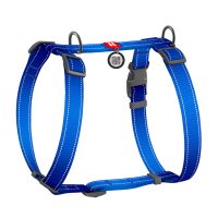Шлейка для собак H-образный WAUDOG Nylon Mono с QR светоотражающий, размер L, Ш 25 мм, А 50-90 см, В 60-100 см синий