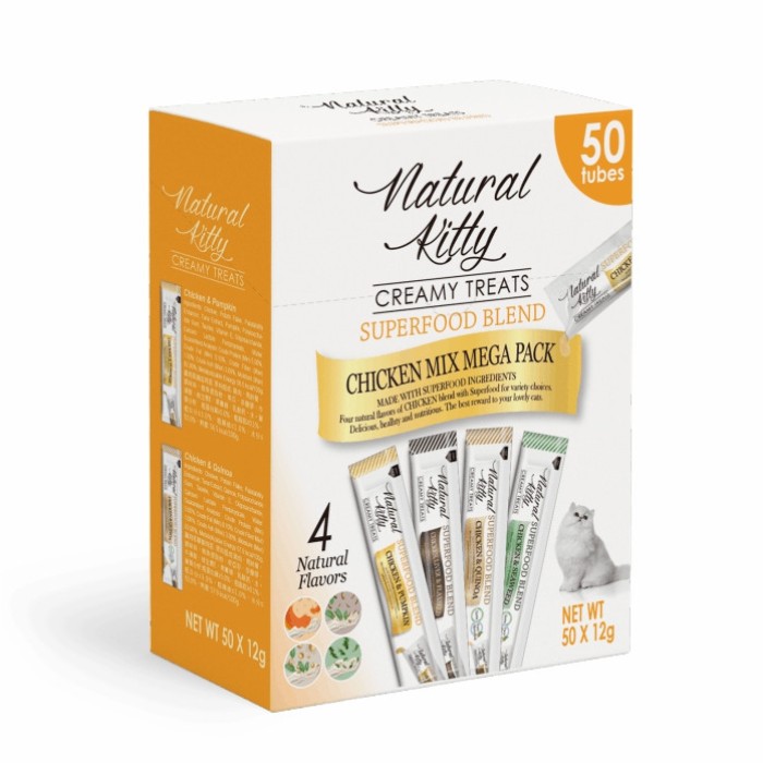 Набір крем-снеків Cherie на основі курки "Natural Kitty" для котів- 50шт*12г*4 смаки