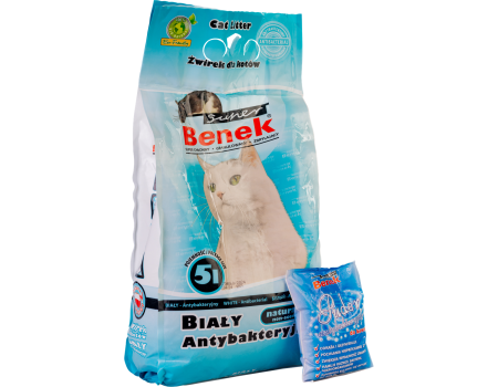 Наповнювач бентонітовий Super Benek для котячих туалетів. Антибактеріальний -  5 л. 