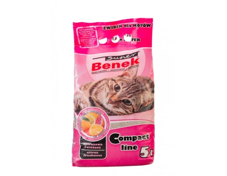 Super Benek Compact - наполнитель бентонитовый с цитрусовым 5л