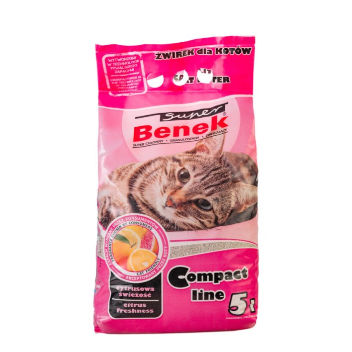 Super Benek Compact - наполнитель бентонитовый с цитрусовым 5л