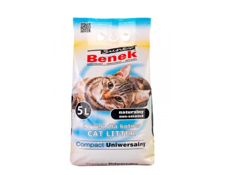 Наповнювач бентонітовий Super Benek для котячих туалетів. Універсальний Компакт - 5 л. 