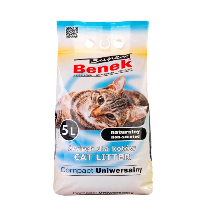 Наповнювач бентонітовий Super Benek для котячих туалетів. Універсальний Компакт - 5 л. 