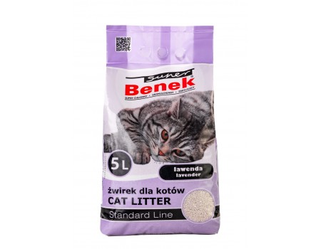 Super Benek Standard Natural - наполнитель бентонитовый Супер Бенек Стандарт с ароматом лаванды 5л