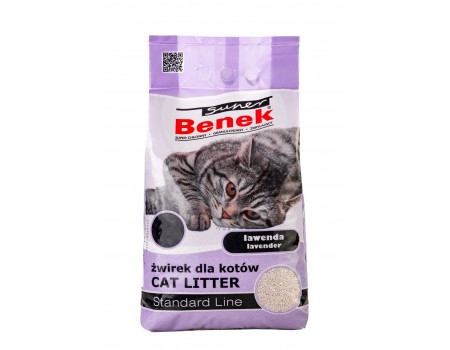 Наповнювач бентонітовий Super Benek для котячих туалетів. Стандарт з ароматом лаванди - 10 л. 
