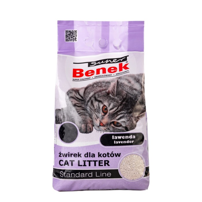 Наповнювач бентонітовий Super Benek для котячих туалетів. Стандарт з ароматом лаванди - 10 л. 