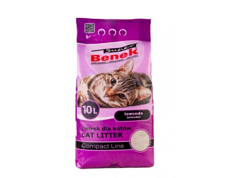Super Benek Compact - наполнитель бентонитовый с ароматом лаванды 10л