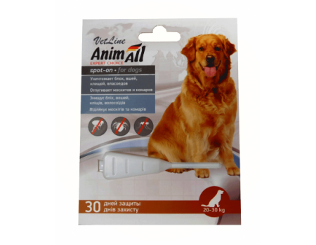 Краплі AnimAll VetLine Spot-On від бліх і кліщів для собак (20-30 кг), 6 мл