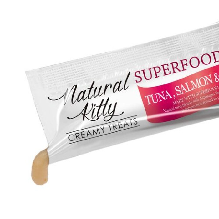 Крем-снек для котів Cherie "Natural Kitty", з тунця, лосося та журавлини, 4 шт/уп