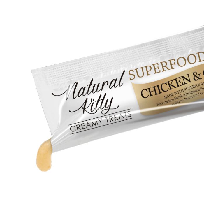 Крем-снек для кошек Cherie "Natural Kitty", из курицы и киноа, 4 шт/уп