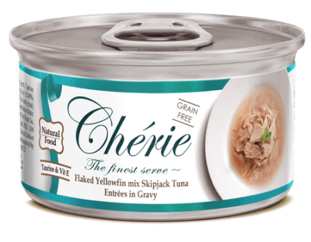 Консерва для котів Cherie, з жовтоперого та смугастого тунця в соусі, 80 гр