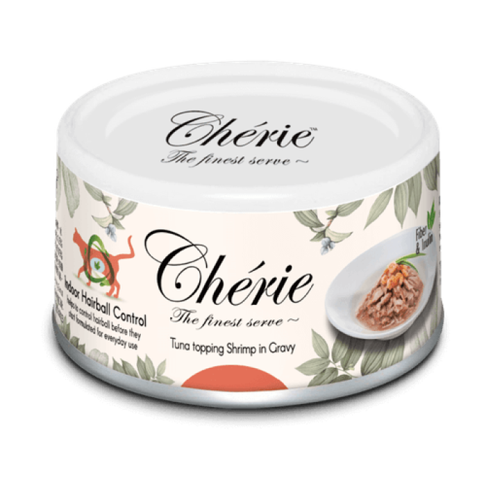 Консерва для котів Cherie "Hairball Control", з тунця та креветок в соусі, 80 гр