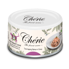 Консерва для кошек Cherie "Hairball Control", из тунца и лосося в соусе, 80 гр