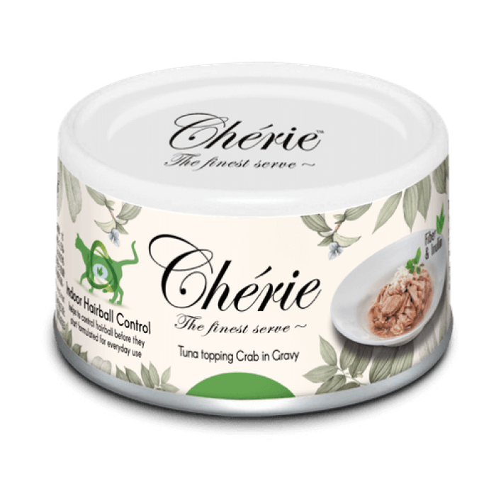 Консерва для котів Cherie "Hairball Control", з тунця та краба в соусі, 80 гр