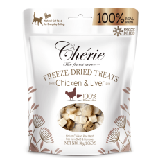 Лакомство для кошек Cherie, лиофилизированное, из курицы и куриной печени, 30 г