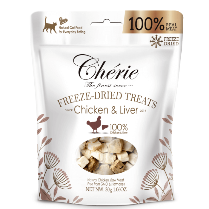 Лакомство для кошек Cherie, лиофилизированное, из курицы и куриной печени, 30 г