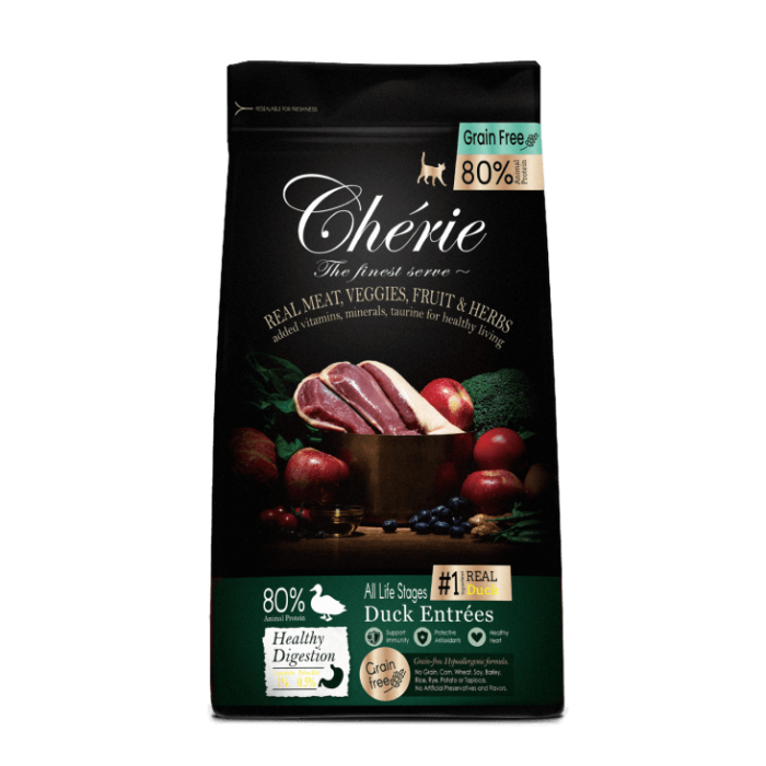 Корм сухой для кошек Cherie, с КАЧКОЙ (36/16 - 80%), 0.4 кг