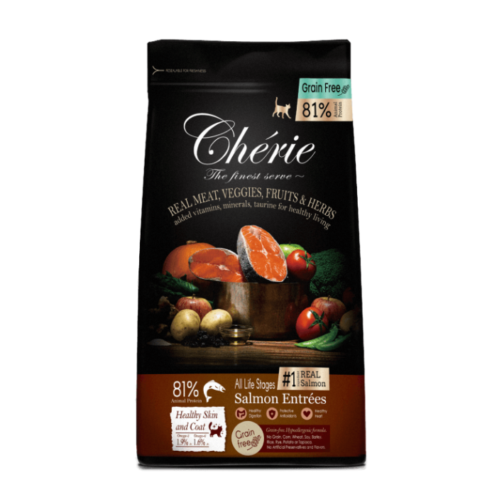 Корм сухой для кошек Cherie, с ЛОСОСЕМ (38/18 – 81%), 2 кг
