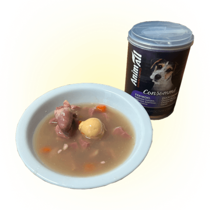 Animall  вологий корм для собак Консоме з качкою, курячим серцем і курячим жовтком, 375 г