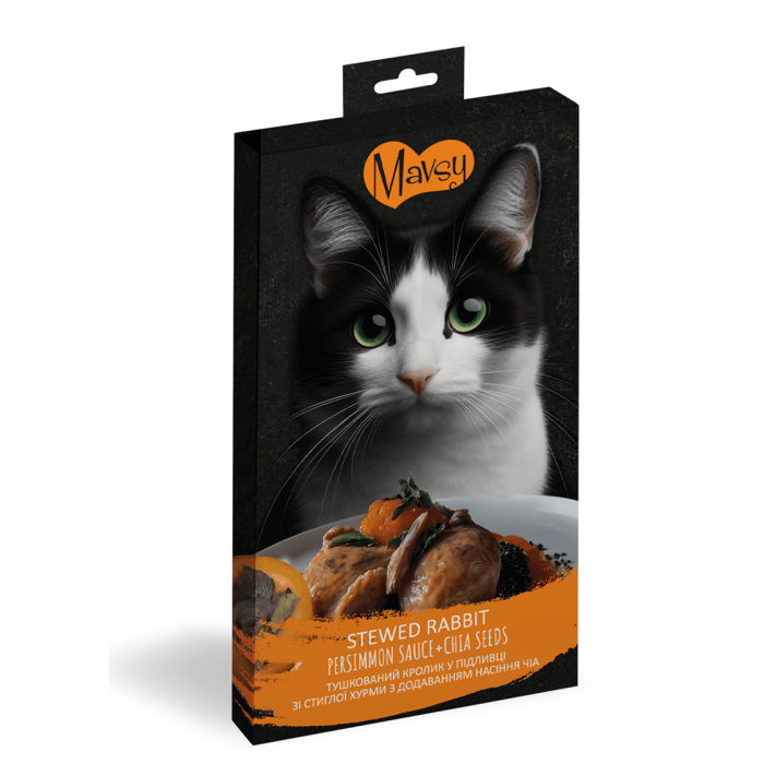 Mavsy - Creamy Treats Rabbit+chia seed, тушеный кролик в соусе из спелой хурмы с семенами Чиа, 5x15 г
