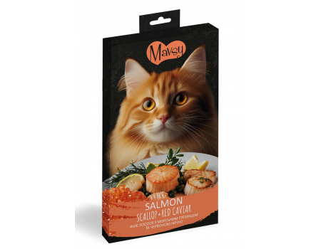 Mavsy - Creamy Treats Salmon+scallop+roe, лосось з гребінцем і червоною ікрою, 5x15 г