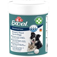 Витамины 8in1 Excel Brewers Yeast для собак и кошек, пивные дрожжи с чесноком, для кожи и шерсти 260 шт