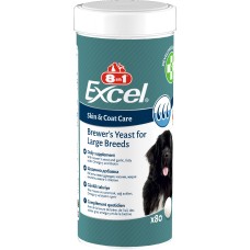 Вітаміни 8in1 Excel Brewers Yeast Large Breed для собак великих порід, пивні дріжджі з часником, для шкіри та шерсті, 80 шт