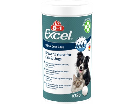 Вітаміни 8in1 Excel Brewers Yeast для собак та котів, пивні дріжджі з часником, для шкіри та шерсті 780шт
