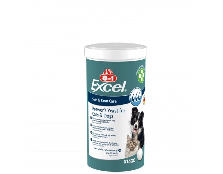 Вітаміни 8in1 Excel Brewers Yeast для собак та котів, пивні дріжджі з часником, для шкіри та шерсті, 1430 шт