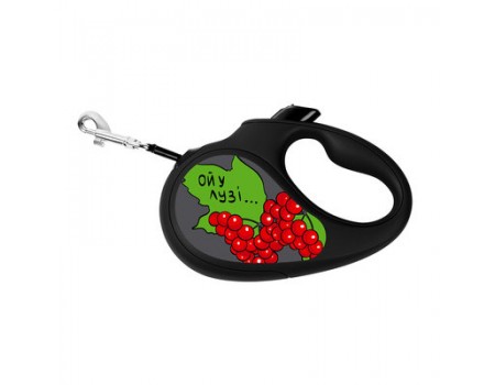 Повідець-рулетка для собак WAUDOG R-leash  "Калина" L до 50 кг 5м світловідбивна стрічка чорний