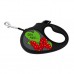 Повідець-рулетка для собак WAUDOG R-leash  "Калина" M до 25 кг 5м світловідбивна стрічка чорний