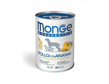 Консерви Monge Dog Fruit Monoprotein для собак, паштет, курка з ананасом, 400 г