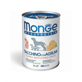 Консервы Monge Dog Fruit Monoprotein для собак, паштет, индейка с цитр..