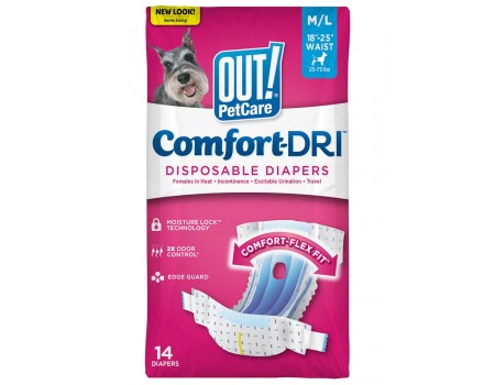 Одноразовые подгузники АУТ! Comfort‑Dri™, для сук, M/L (3х14 шт/пак)