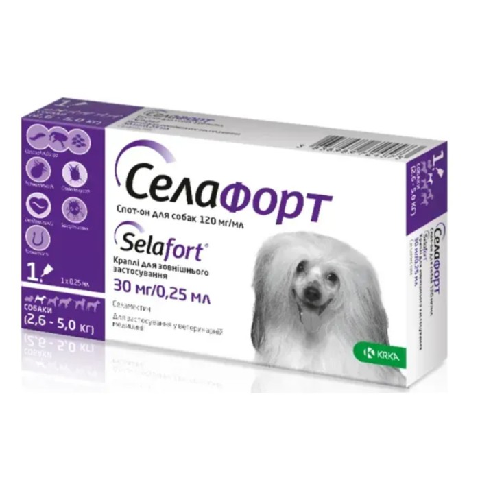 Селафорт для собак 30мг/0,25мл спот он (2,6-5кг) №1