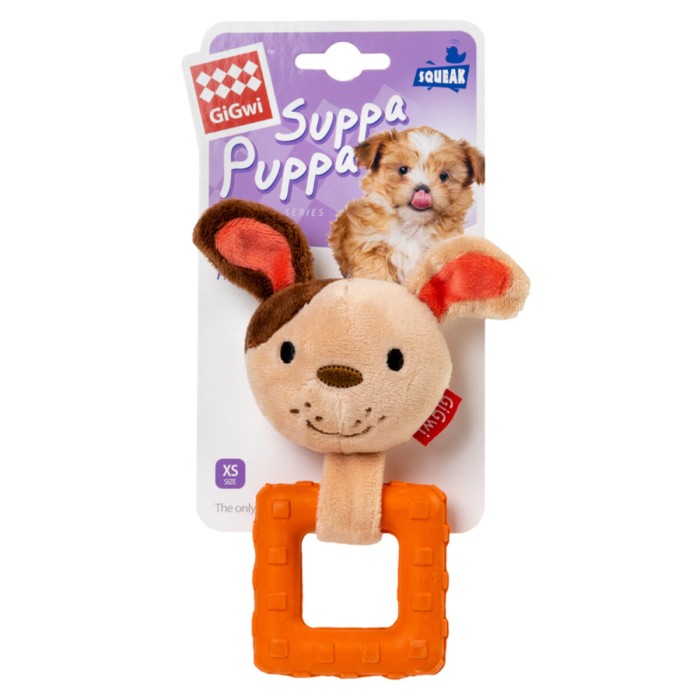 Игрушка для собак Собачка с пищалкой GiGwi Suppa Puppa, текстиль/резина, 15 см