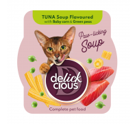 Повнораціонний корм для дорослих котів DELICKCIOUS, суп з тунця з дода..