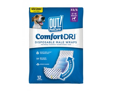 Одноразовые подгузники АУТ! Comfort‑Dri™, для кобелей, XS/S (3х12 шт/пак)