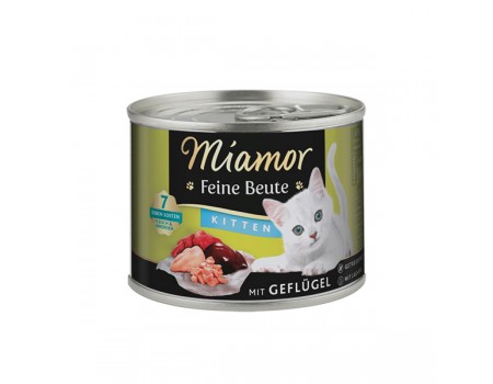 Беззерновий вологий корм Miamor Feine Beute mit Geflügel МІАМОР, для кошенят, птиця, 185 г