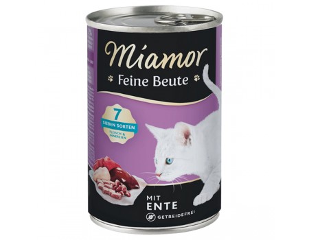 Беззерновий вологий корм Miamor Feine Beute mit Ente МІАМОР, для котів, качка, 400 г