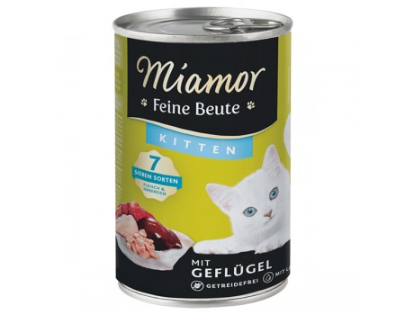 Беззерновий вологий корм Miamor Feine Beute mit Geflügel МІАМОР, для кошенят, птиця, 400 г