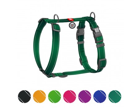 Шлея для собак H-подібна WAUDOG Nylon Mono QR світловід. розмір L Ш 25мм А 51-85cм В 60-85cм зелений