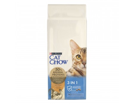 Cat Chow Feline 3 in 1 Формула с тройным действием 15 кг