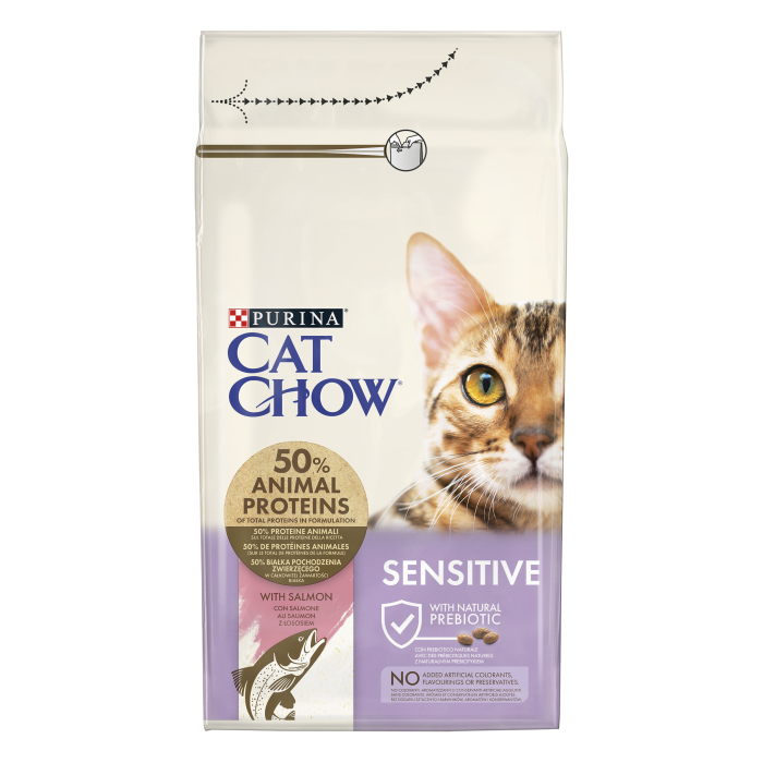 Cat Chow Sensitive Salmon Сухой корм с лососем 1,5 кг