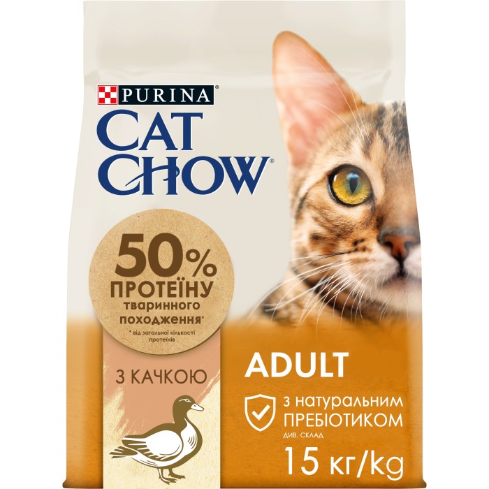Сухой корм для кошек Purina Cat Chow Adult с уткой, 15кг